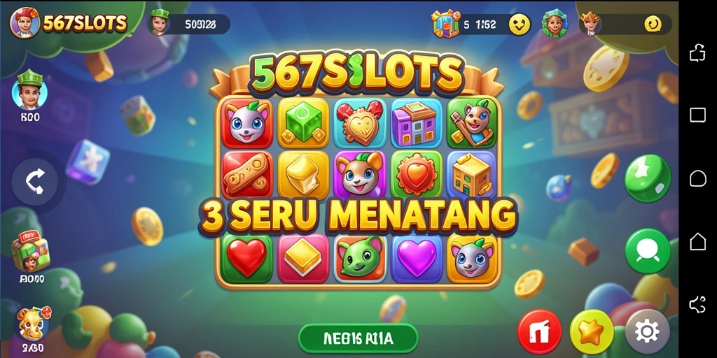 Tampilan gameplay seru dalam permainan Match-3 567SLOTS.