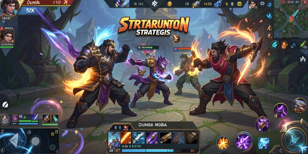 Screenshot utama 5ZK menampilkan aksi pertempuran seru di arena MOBA.