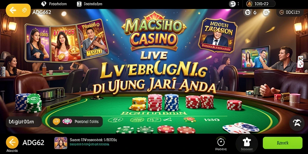 Screenshot gameplay ADG62 yang menampilkan dealer langsung dan suasana Live Casino.