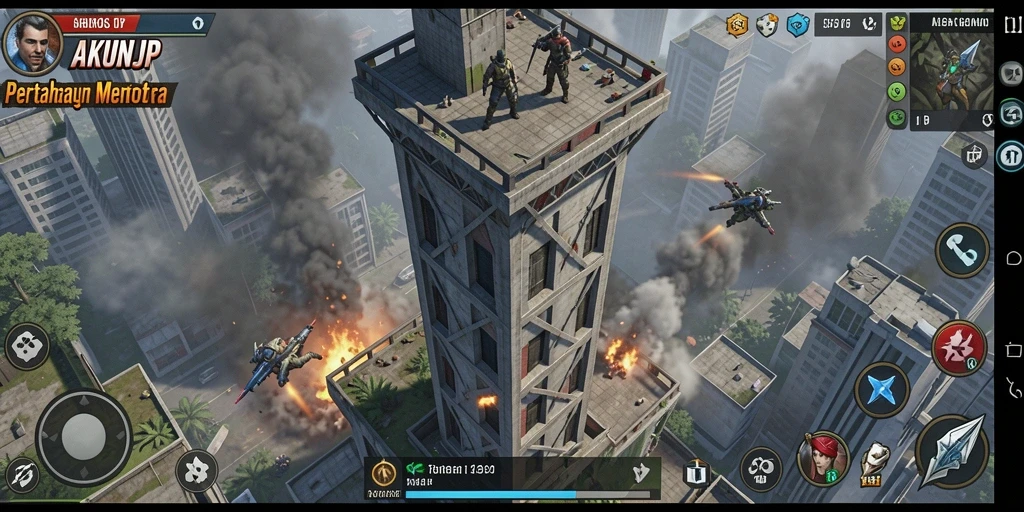 Tampilan gameplay seru dalam AKUNJP Tower Defense.
