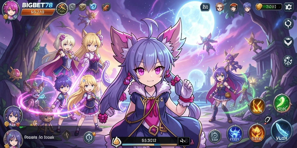 Tampilan gameplay BIGBET78 yang penuh warna dan karakter menarik.