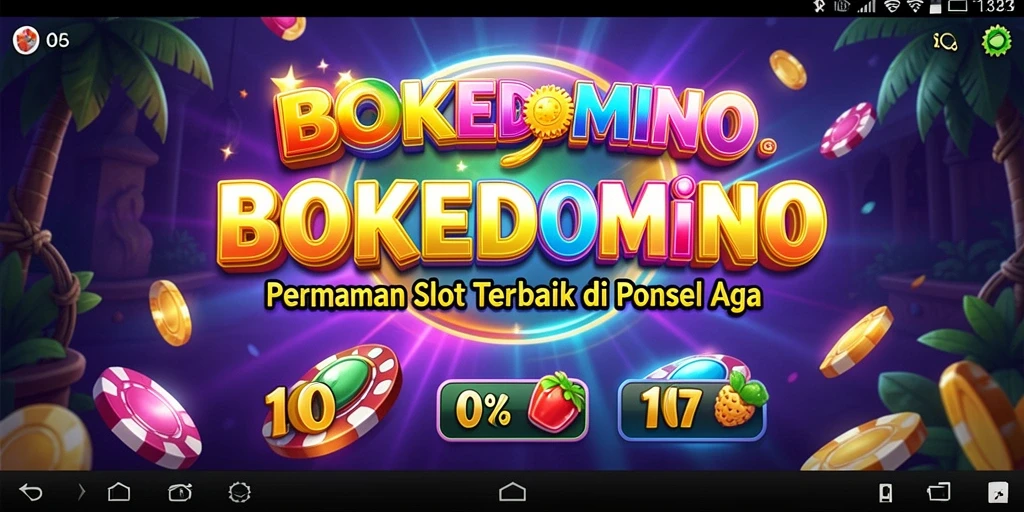 Screenshot gameplay BOKEDOMINO dengan tampilan mesin Slot menarik.