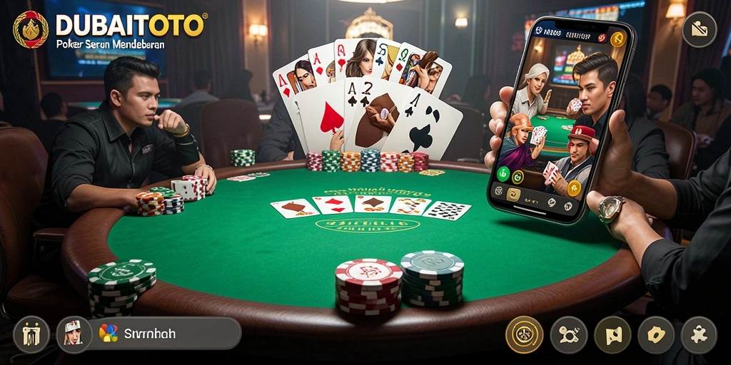 Tampilan gameplay seru DUBAITOTO saat bermain poker online.