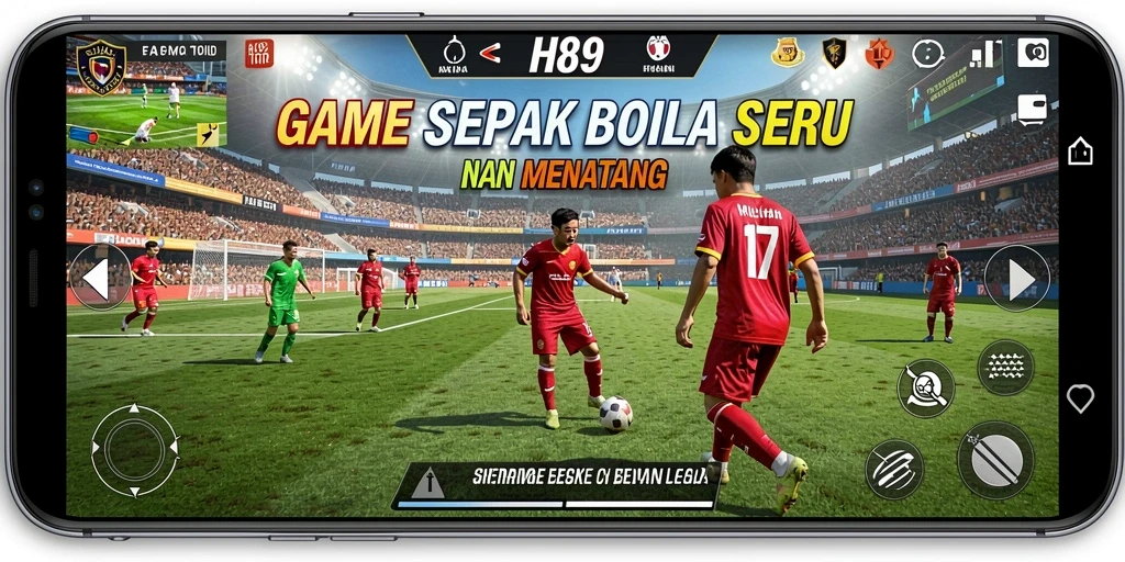 Tampilan gameplay H89 dengan aksi seru di lapangan sepak bola.