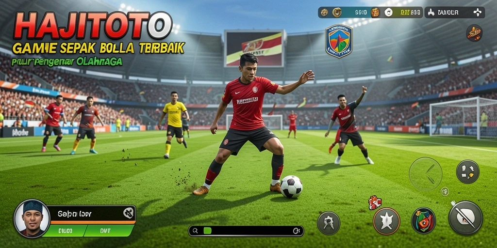 Tampilan gameplay HAJITOTO dengan aksi sepak bola seru.