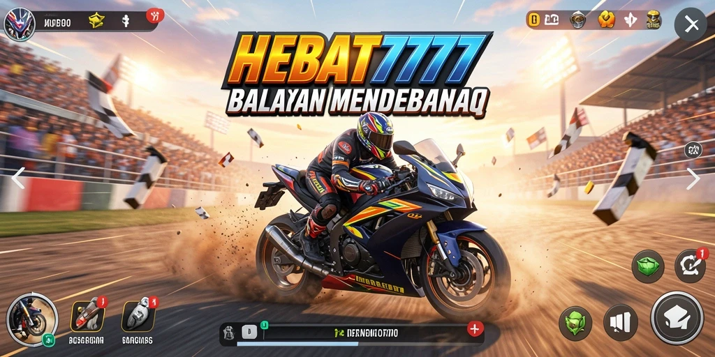 Gameplay HEBAT777 yang mendebarkan di trek balapan motor.