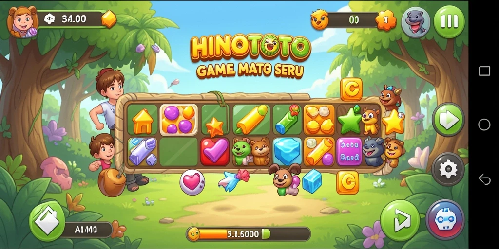 Screenshot <strong>HINOTOTO</strong> menunjukkan gameplay seru dalam mencocokkan buah.