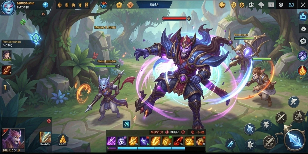 Tangkapan layar utama MDG188 menampilkan aksi pertempuran epik di dunia MMORPG.