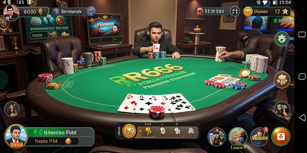Tampilan gameplay Poker yang menarik dan menegangkan di RR666.