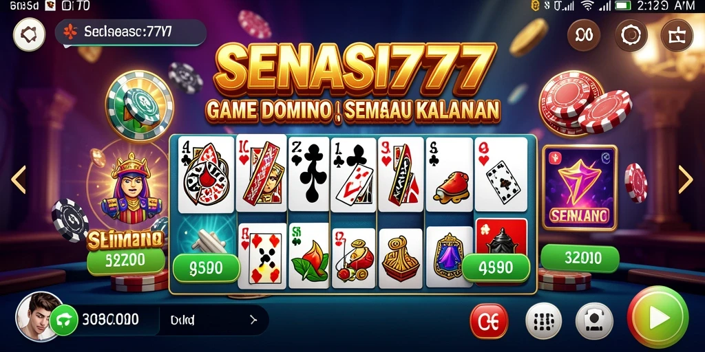 Tampilan gameplay SENSASI777 dengan suasana permainan Domino yang seru.
