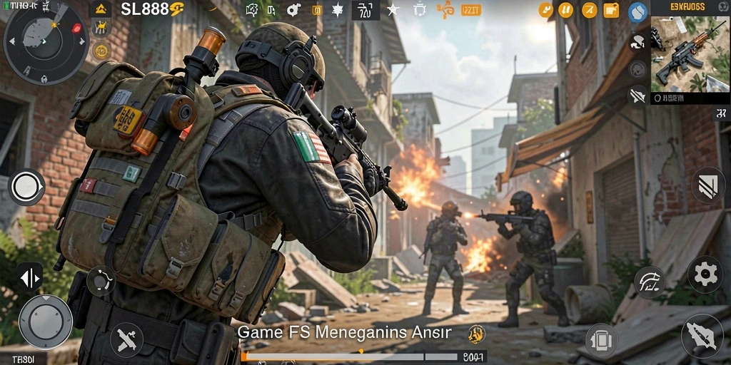 Gameplay SL888: Tembak-menembak seru dalam misi FPS.