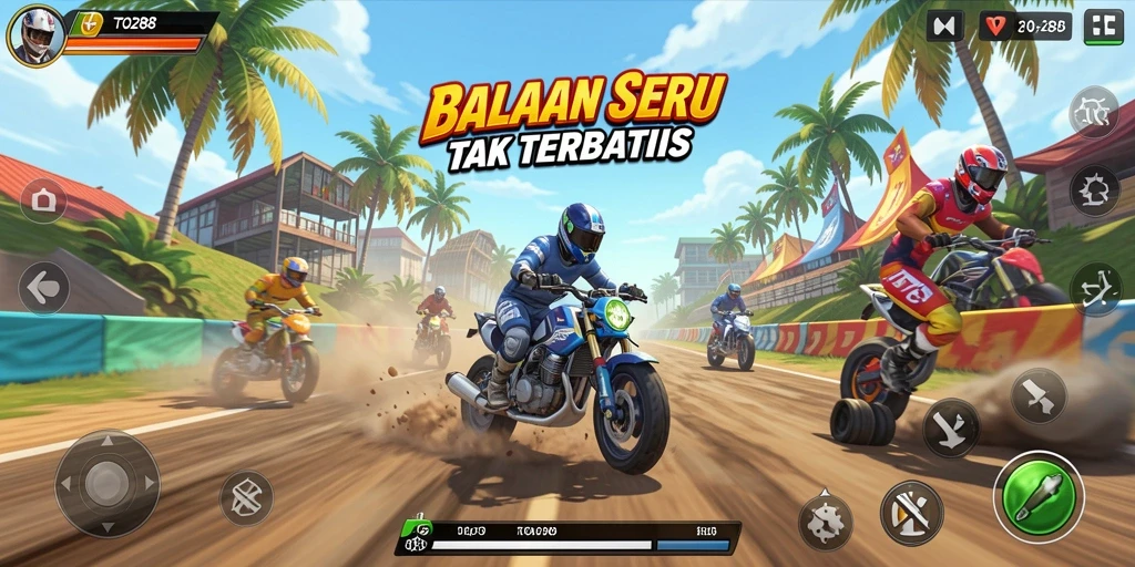 Screenshot gameplay menampilkan balapan mendebarkan di TO288.