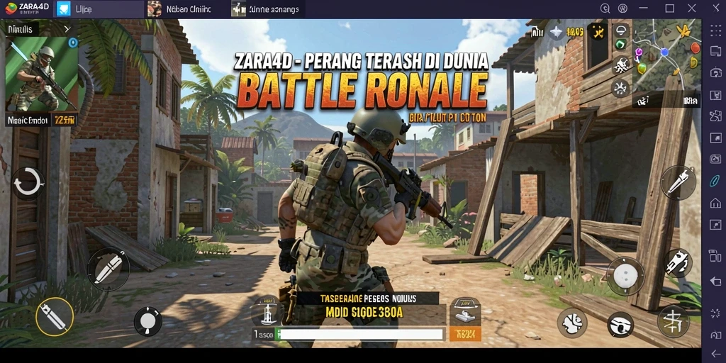 Tampilan gameplay ZARA4D dengan aksi Battle Royale yang intens.