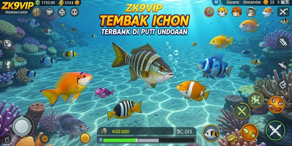 Tampilan gameplay ZK9VIP dengan keindahan laut dan ikan yang beragam.